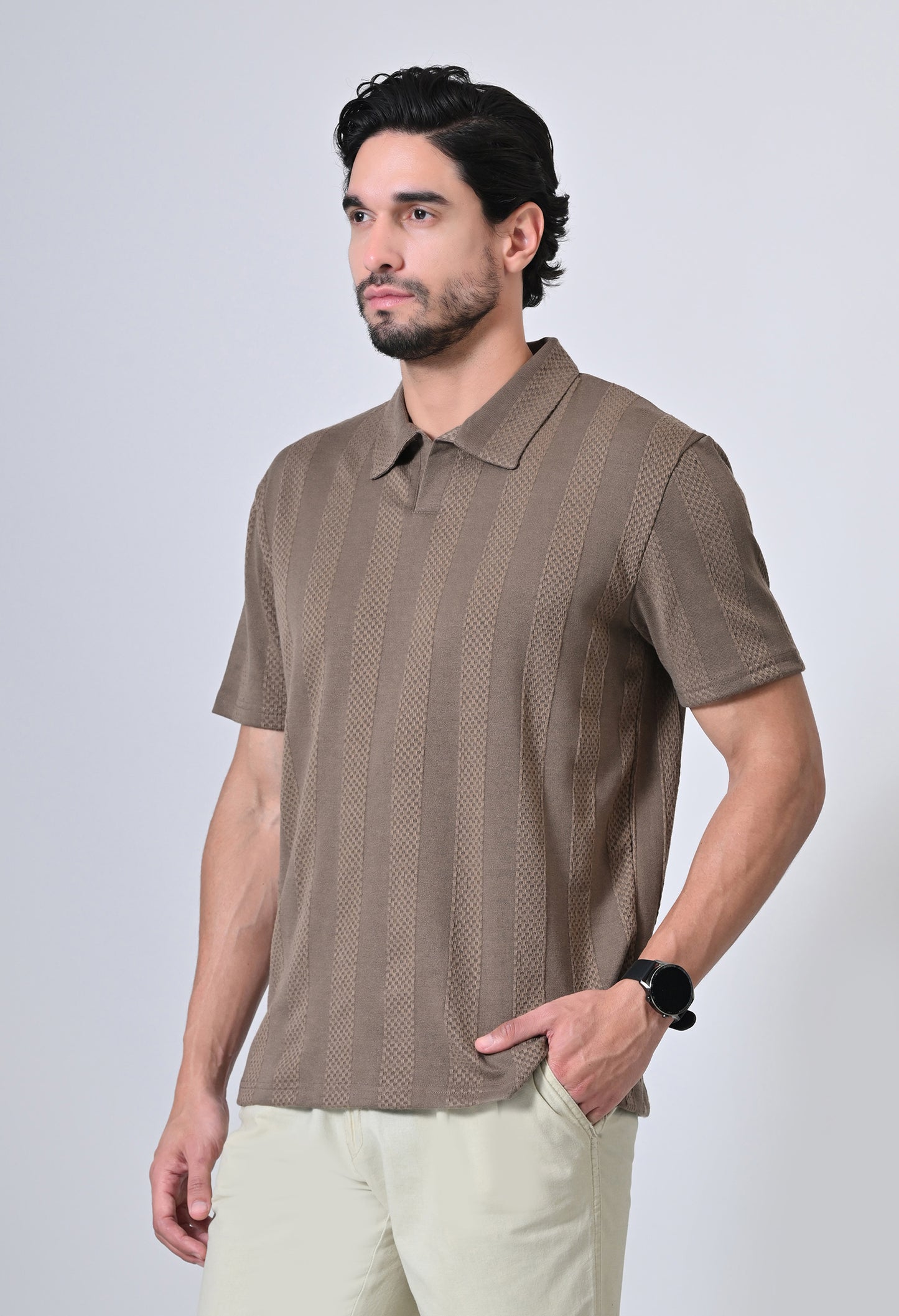 Brown Men’s Cotton Solid Polo T-Shirt – Regular Fit Minimal Casual Wear