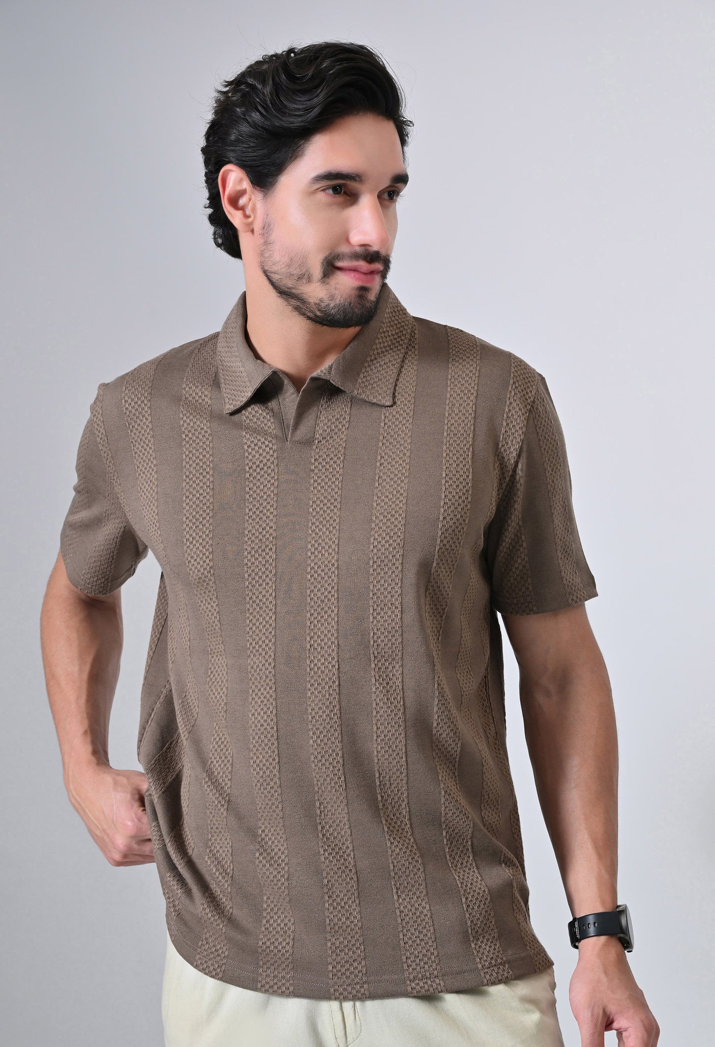 Brown Men’s Cotton Solid Polo T-Shirt – Regular Fit Minimal Casual Wear
