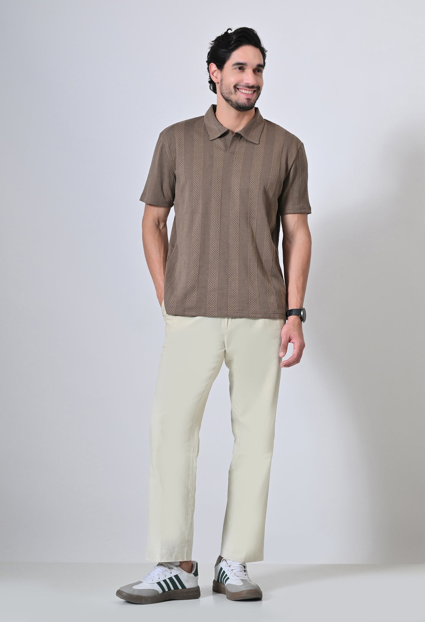 Brown Men’s Cotton Solid Polo T-Shirt – Regular Fit Minimal Casual Wear
