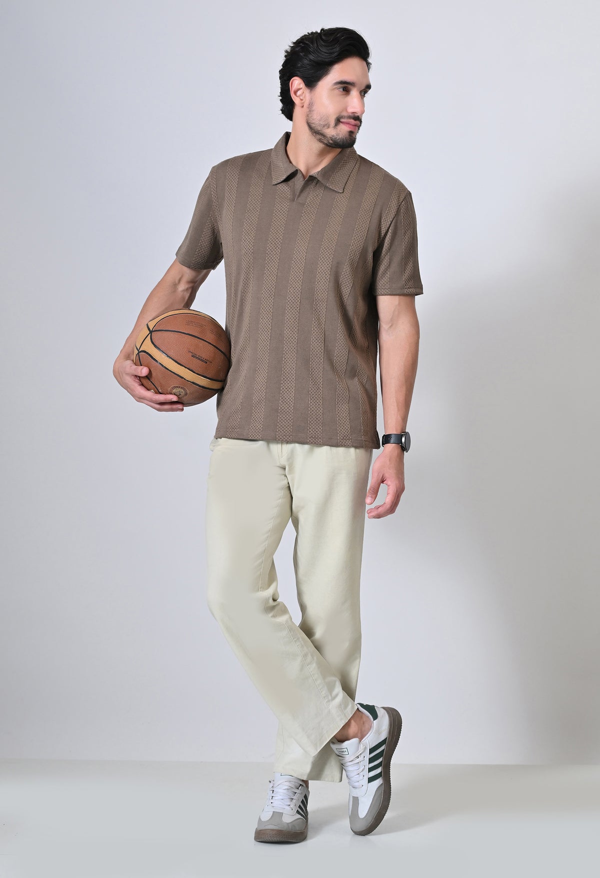 Brown Men’s Cotton Solid Polo T-Shirt – Regular Fit Minimal Casual Wear Main image