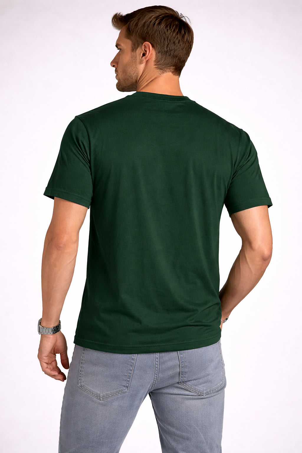 Bottle Green Men’s Graphic Print T-Shirt – Regular Fit Casual Wear