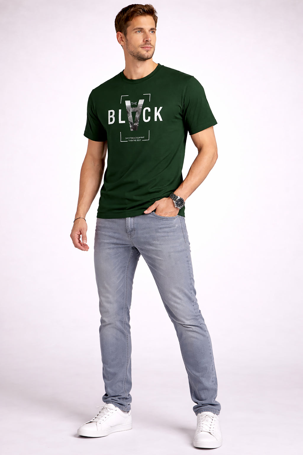 Men’s Cotton Graphic Printed Round Neck Half Sleeve T-Shirt