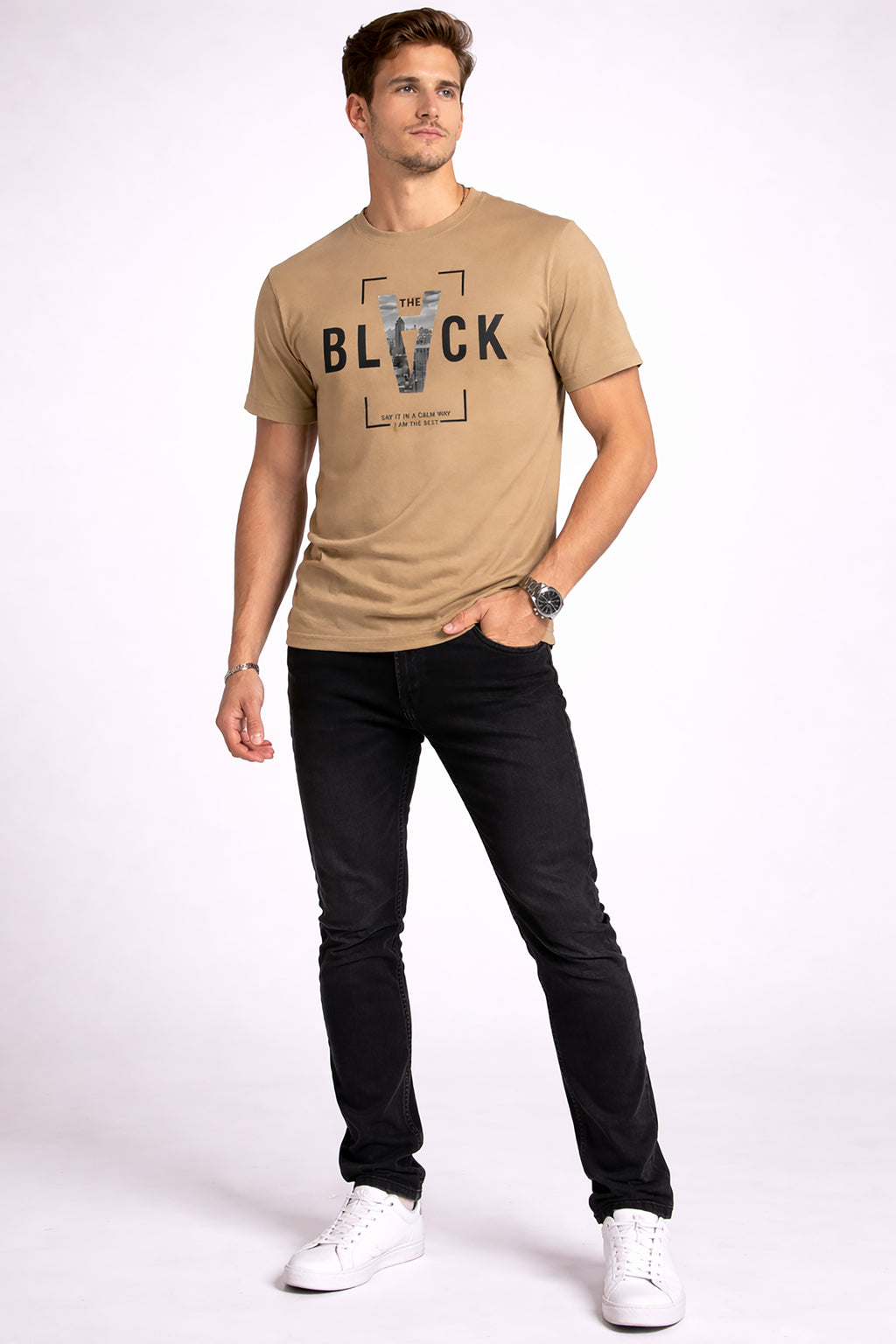 Men’s Cotton Graphic Printed Round Neck Half Sleeve T-Shirt