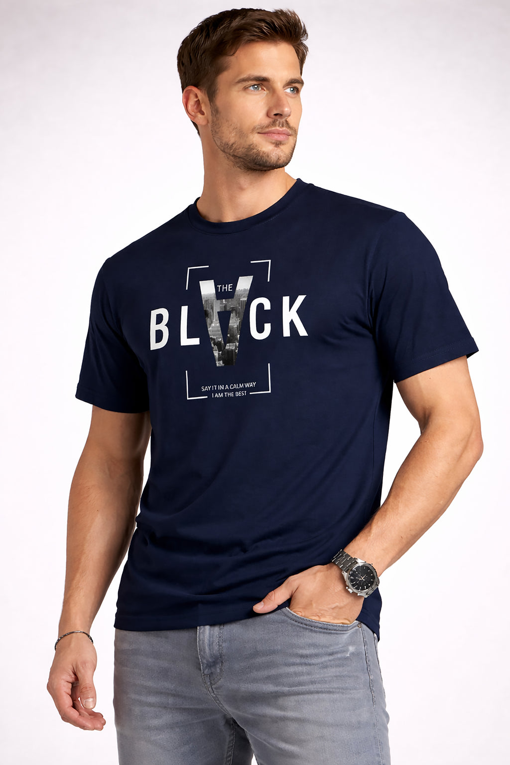 Men’s Cotton Graphic Printed Round Neck Half Sleeve T-Shirt
