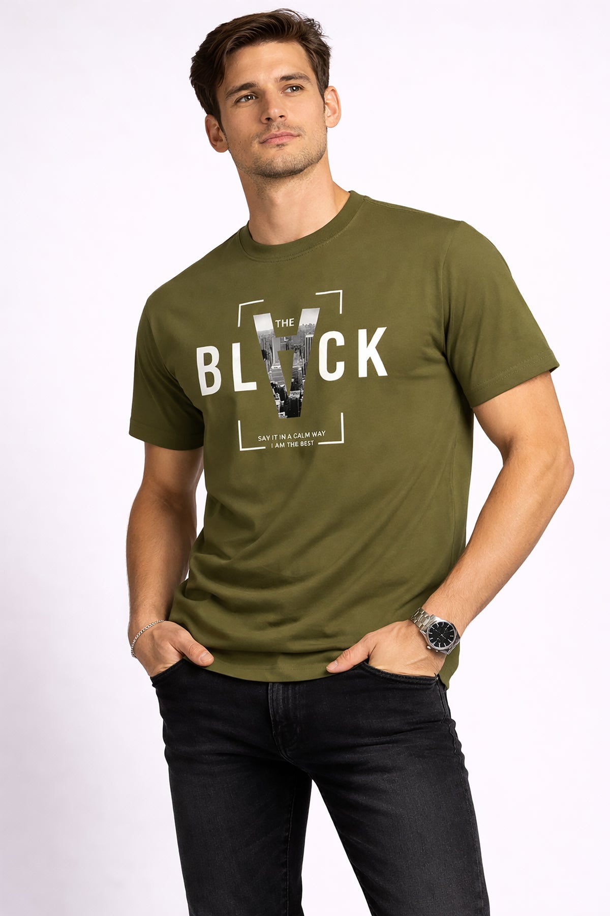 Men’s Cotton Graphic Printed Round Neck Half Sleeve T-Shirt