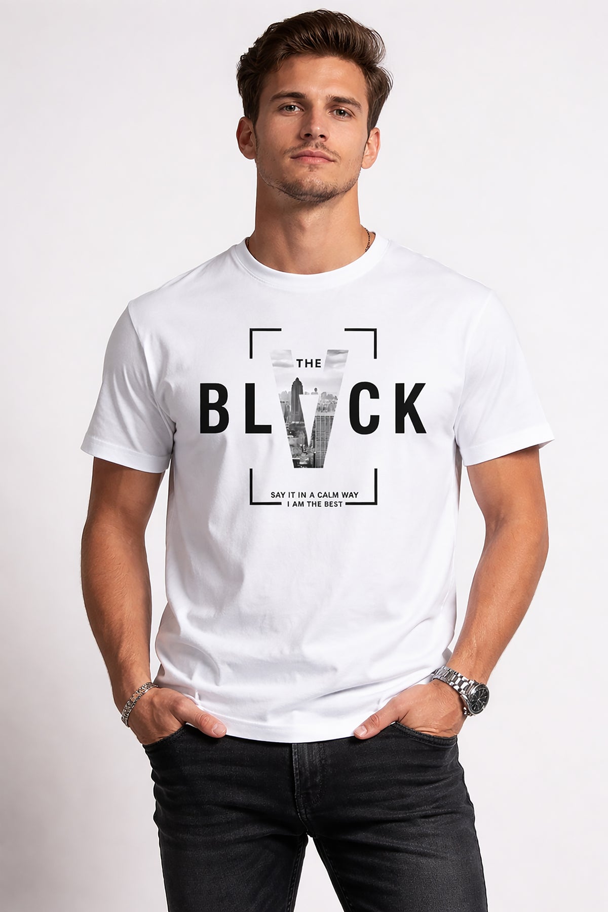 Men’s Cotton Graphic Printed Round Neck Half Sleeve T-Shirt