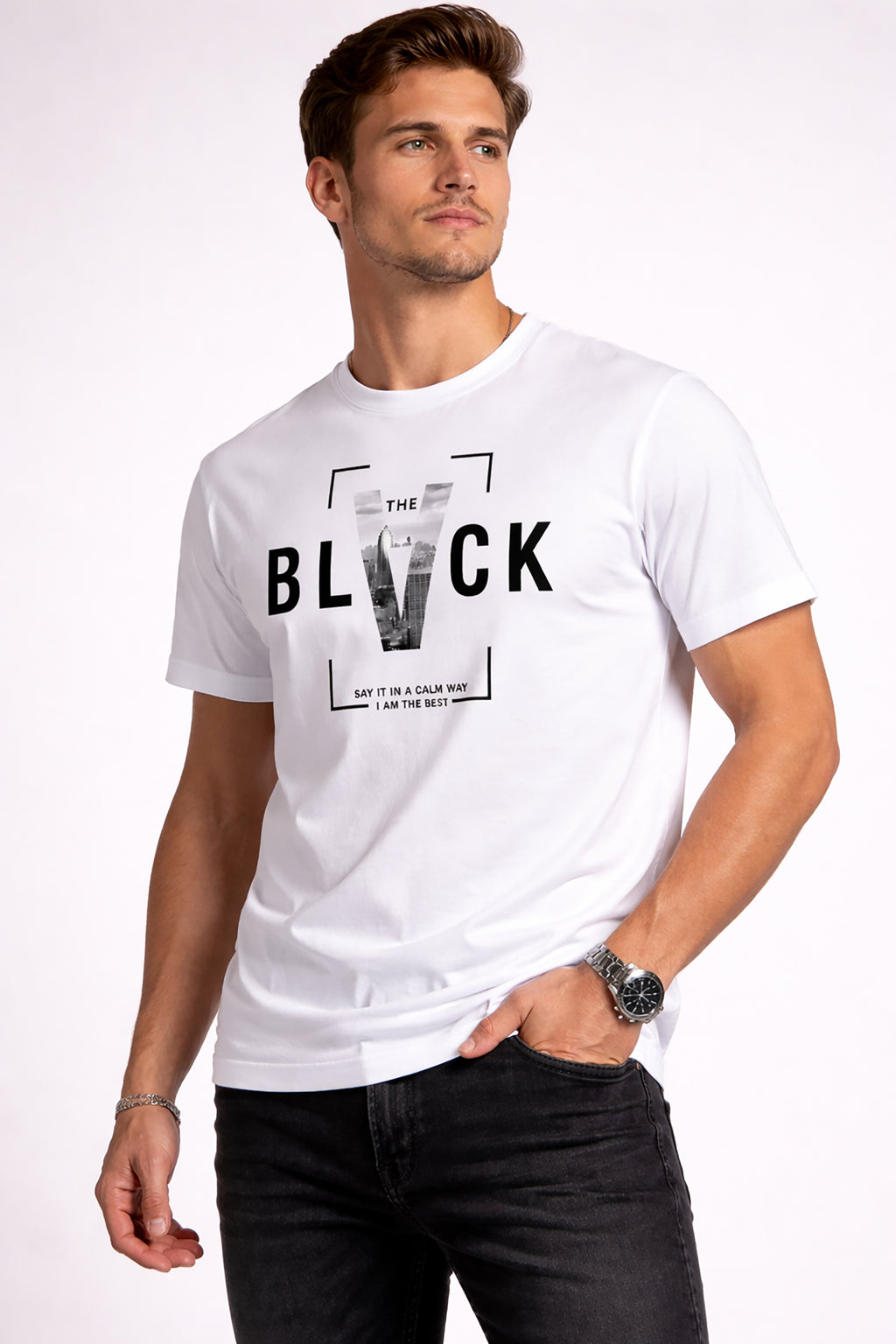Men’s Cotton Graphic Printed Round Neck Half Sleeve T-Shirt