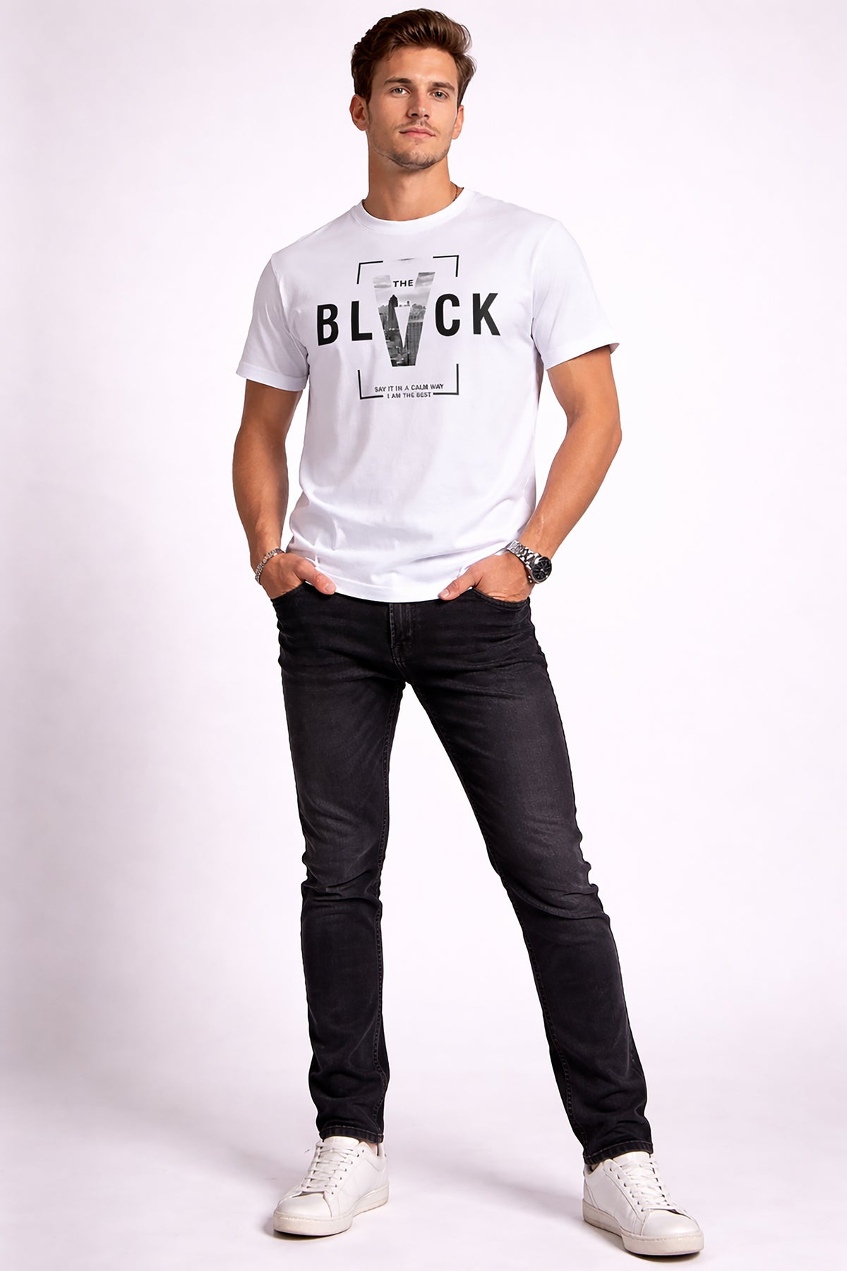 Men’s Cotton Graphic Printed Round Neck Half Sleeve T-Shirt
