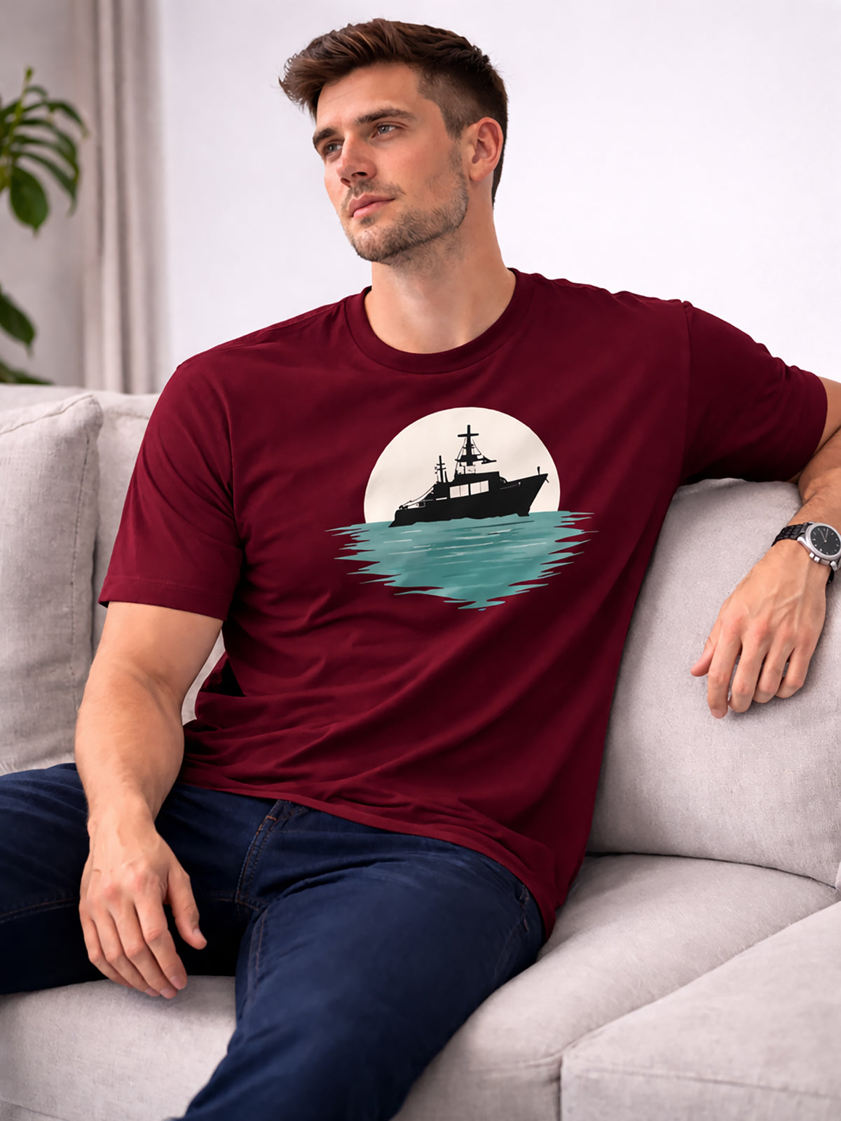 Men’s Cotton Graphic Printed Oversized Round Neck T-Shirt