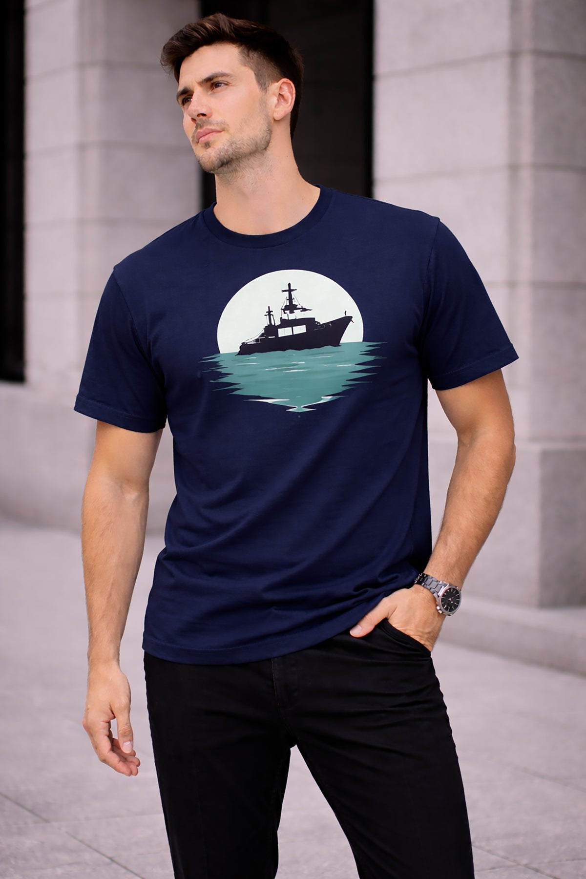 Men’s Cotton Graphic Printed Oversized Round Neck T-Shirt