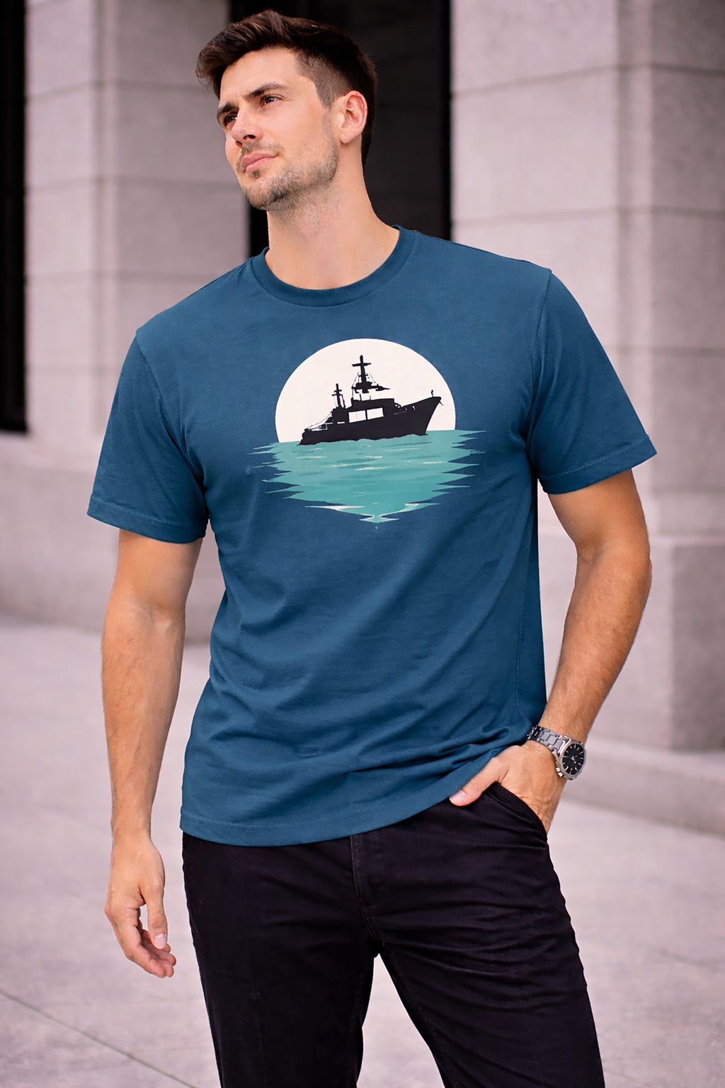 Men’s Cotton Graphic Printed Oversized Round Neck T-Shirt