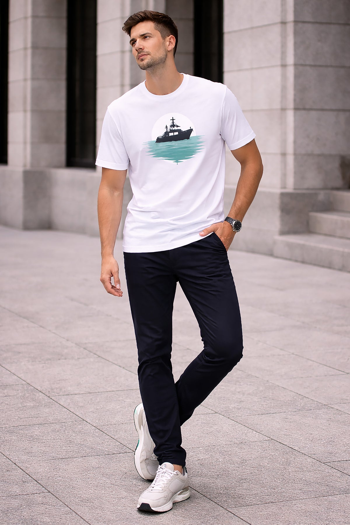Men’s Cotton Graphic Printed Oversized Round Neck T-Shirt