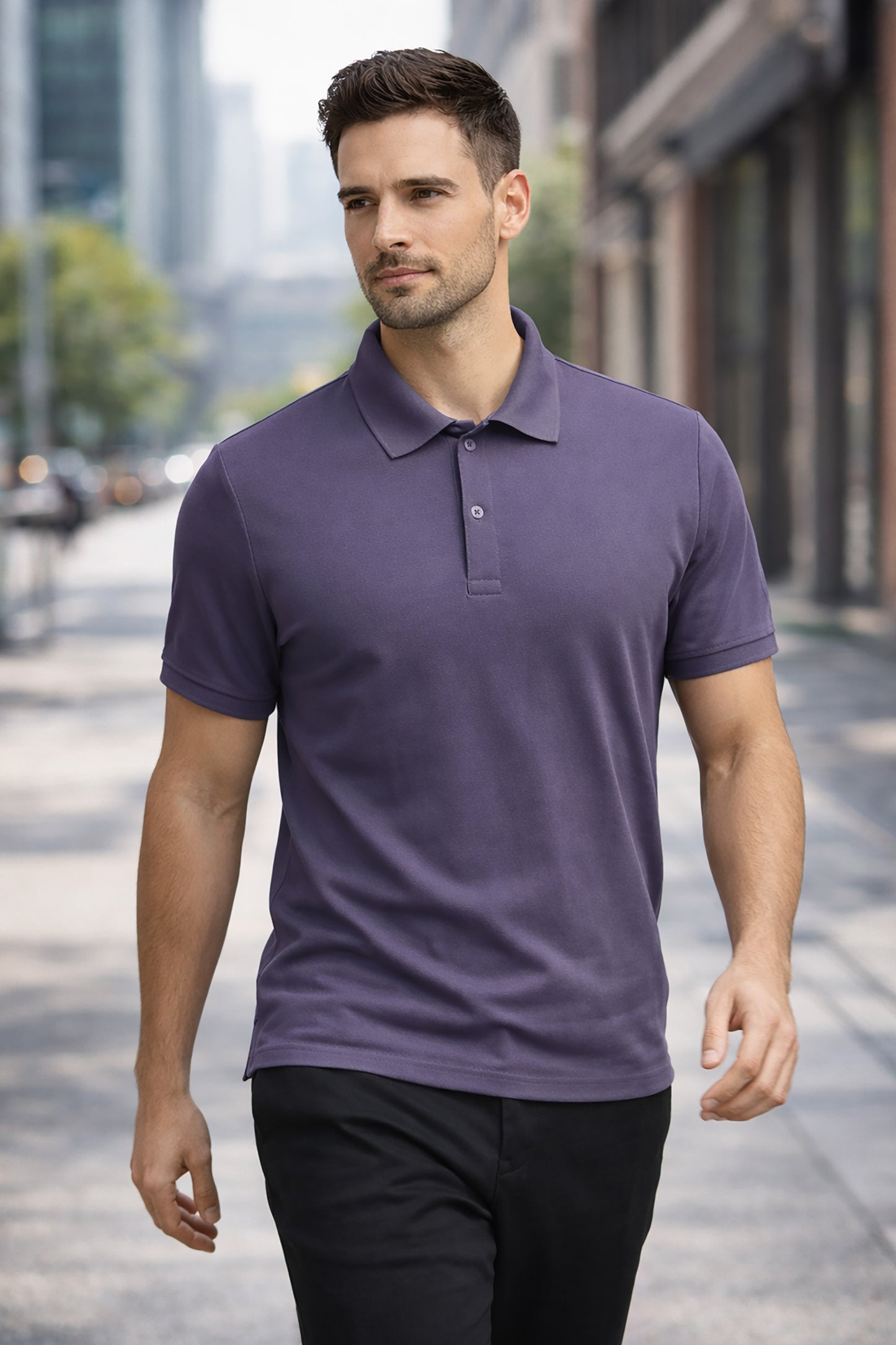 Purple Men’s Cotton Solid Polo T-Shirt – Regular Fit Casual Wear