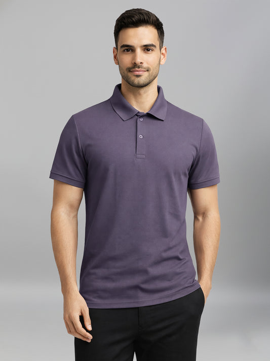 Purple Men’s Cotton Solid Polo T-Shirt – Regular Fit Casual Wear
