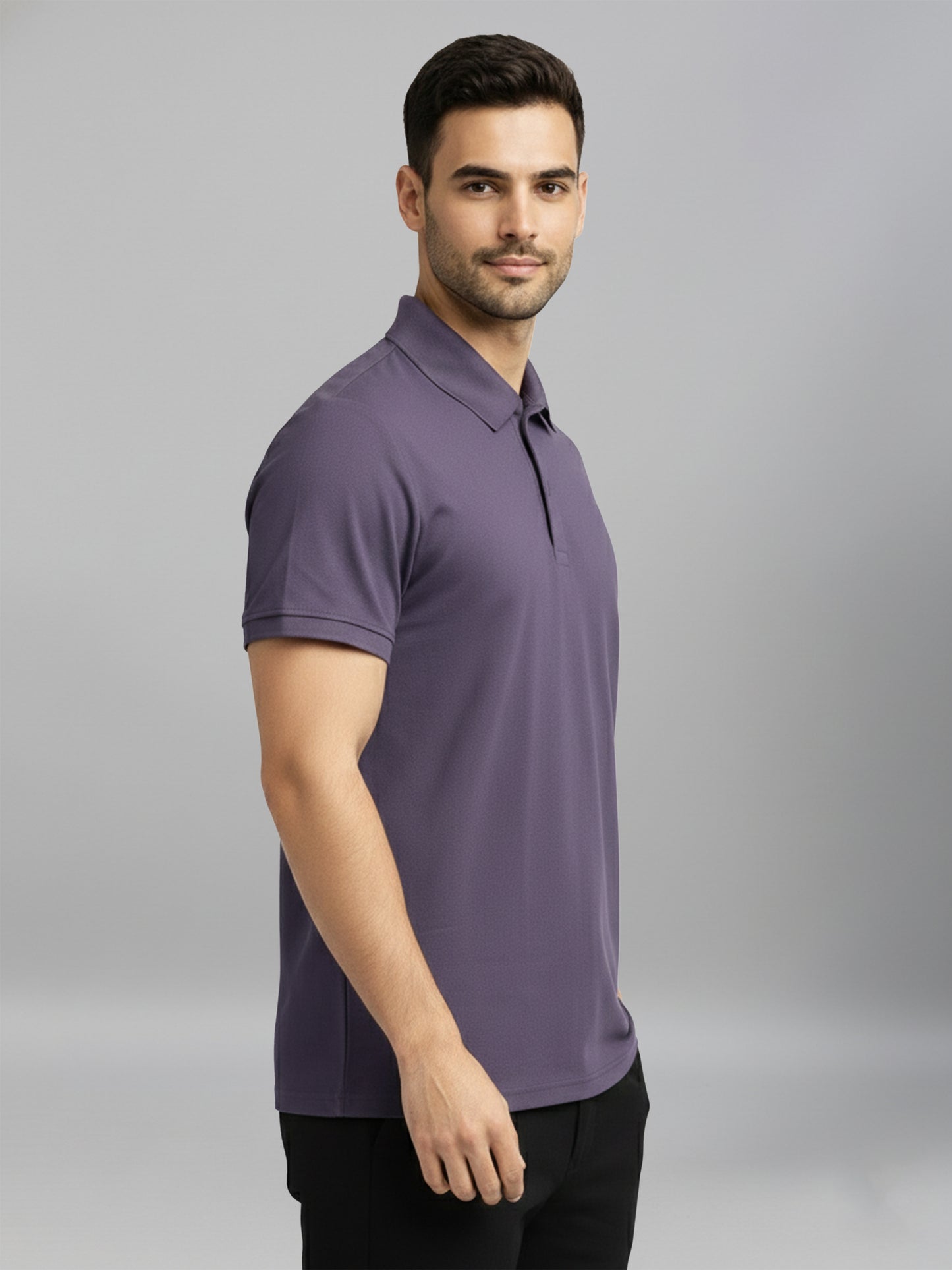 Purple Men’s Cotton Solid Polo T-Shirt – Regular Fit Casual Wear
