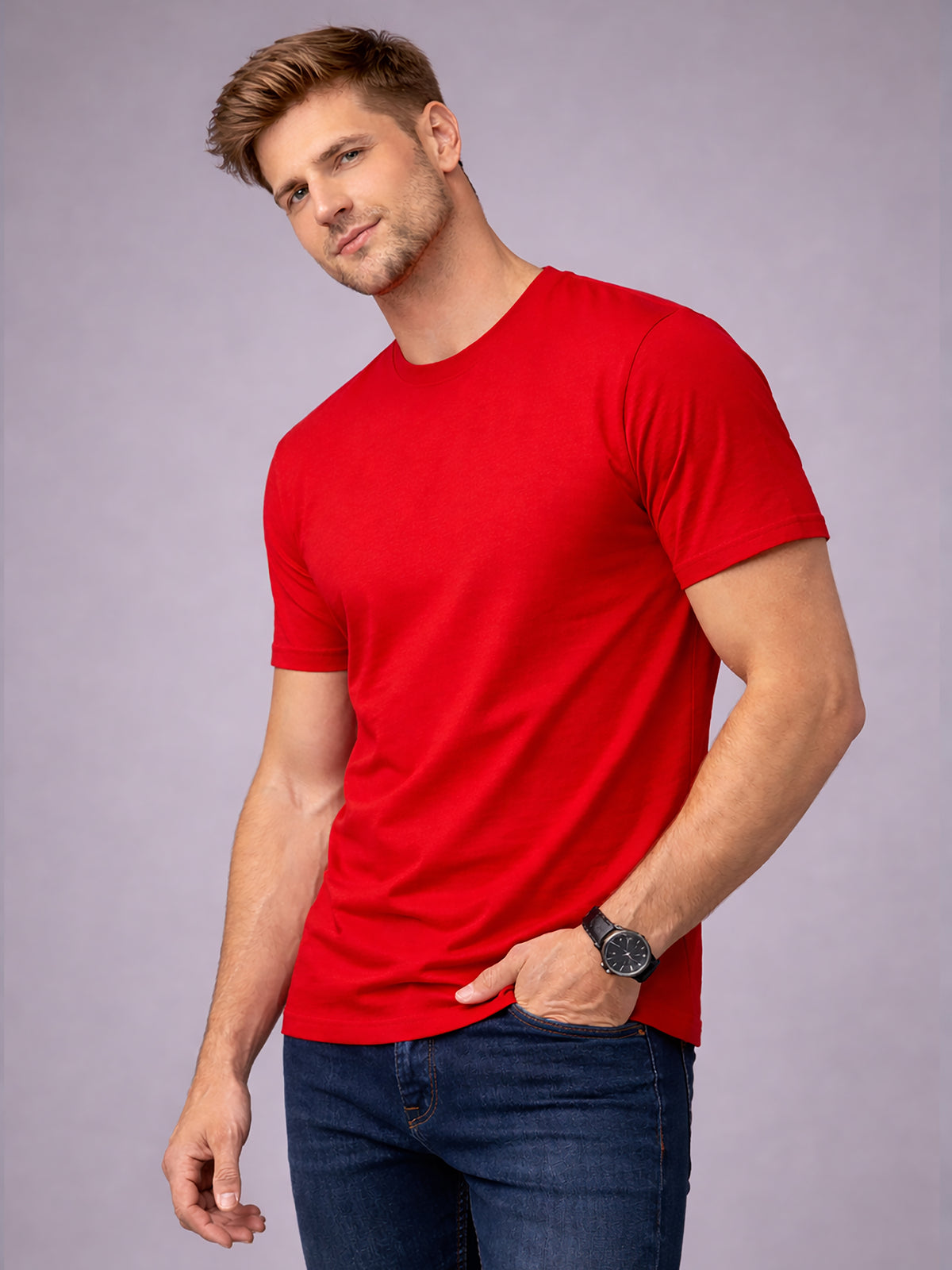 Men's Polycotton Regular Fit Solid Round Neck Half Sleeve T-Shirt