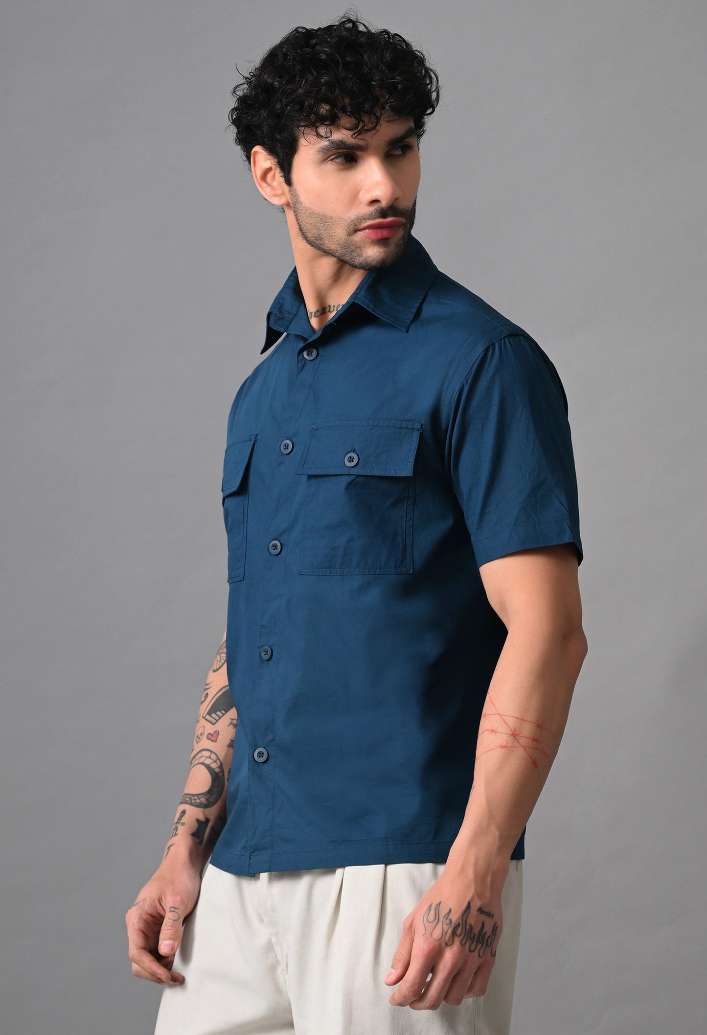 Teal Blue Men's  Solid Cotton Poplin Regular Fit Casual & Semi Formal Shirts