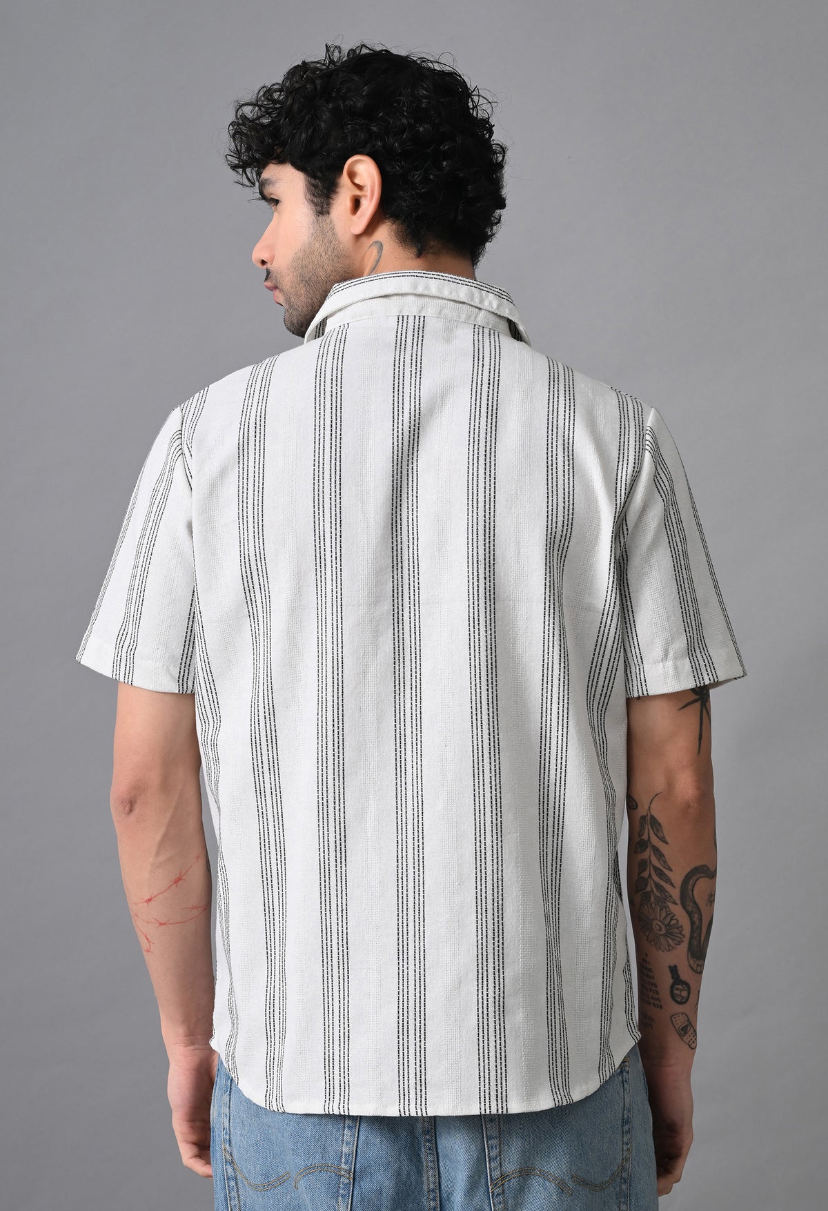 Men’s Cotton Striped Short Sleeve Casual Shirt