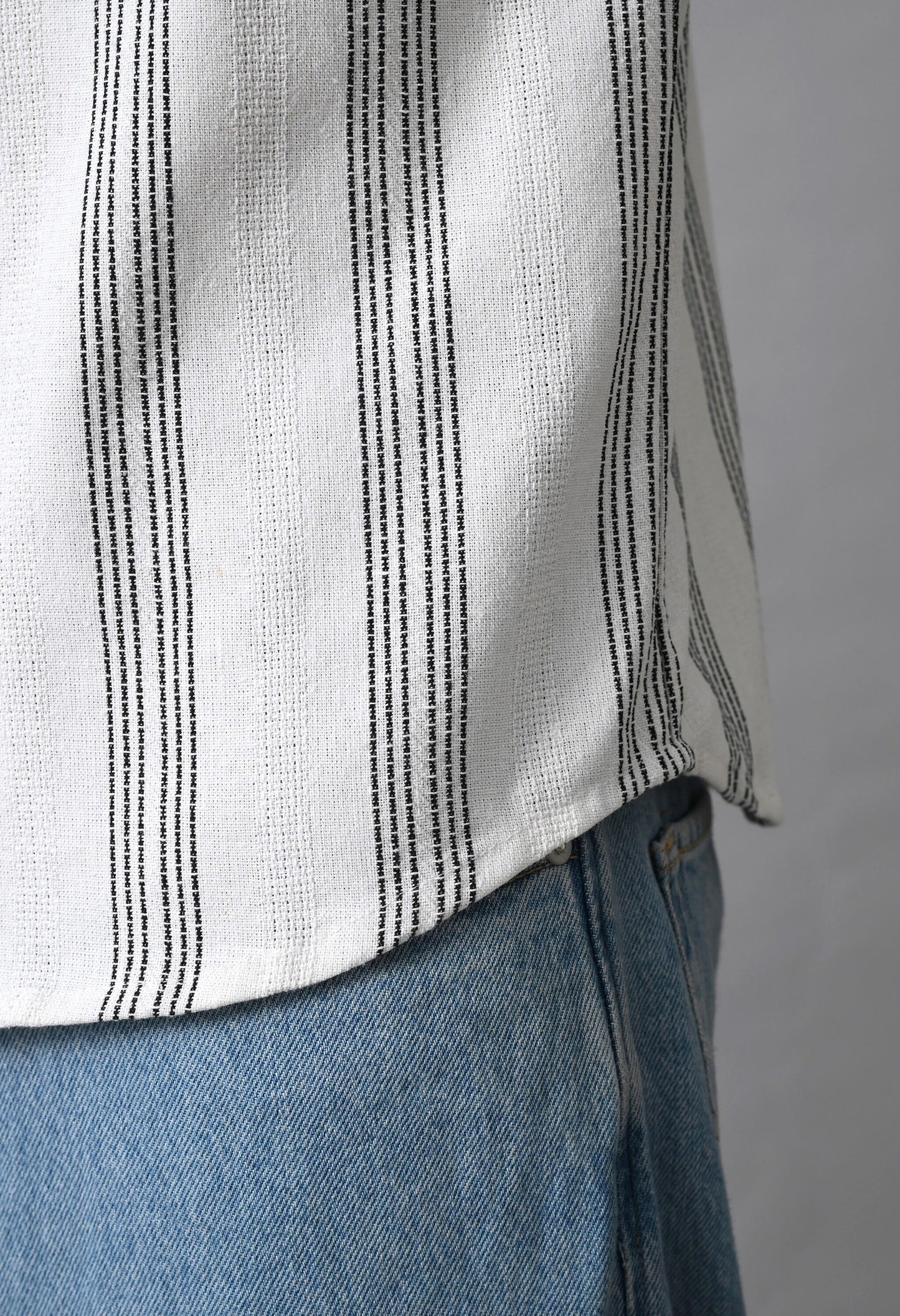White Men's Cotton Poplin Striped Regular Fit Casual& Semi Formal Shirts