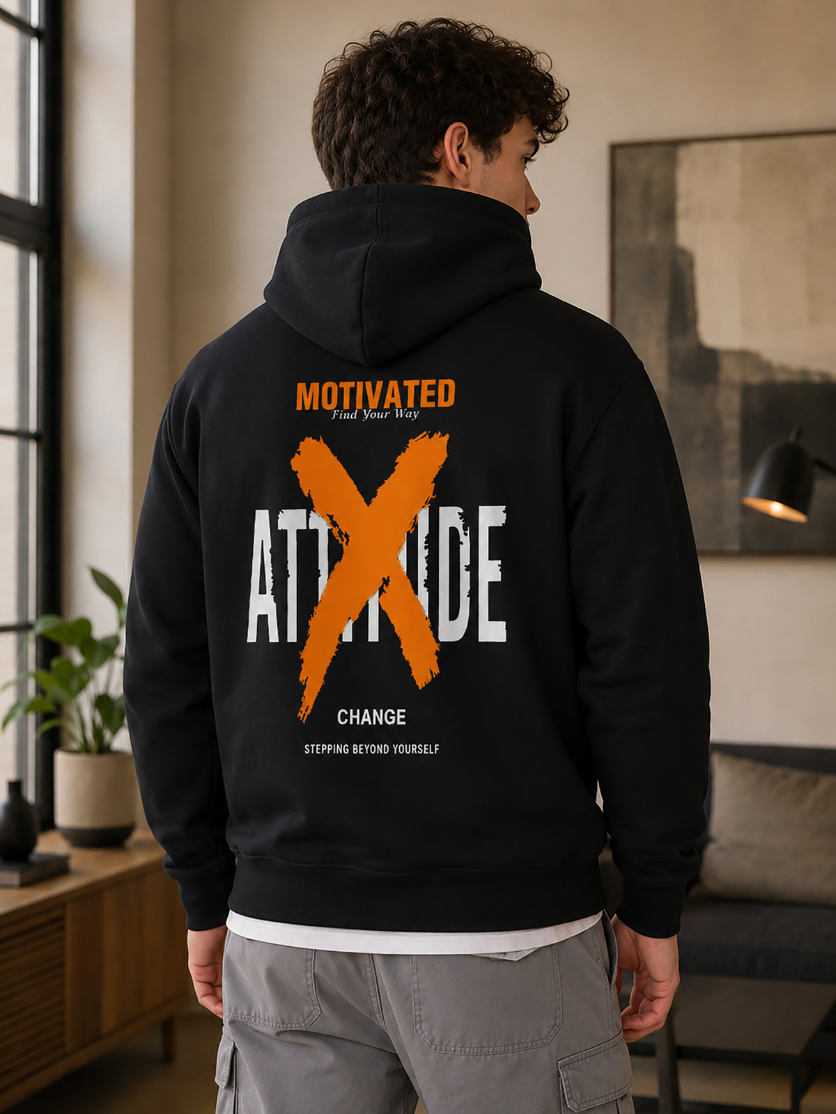 Men’s Printed Fleece Hooded Sweatshirt with Kangaroo Pocket