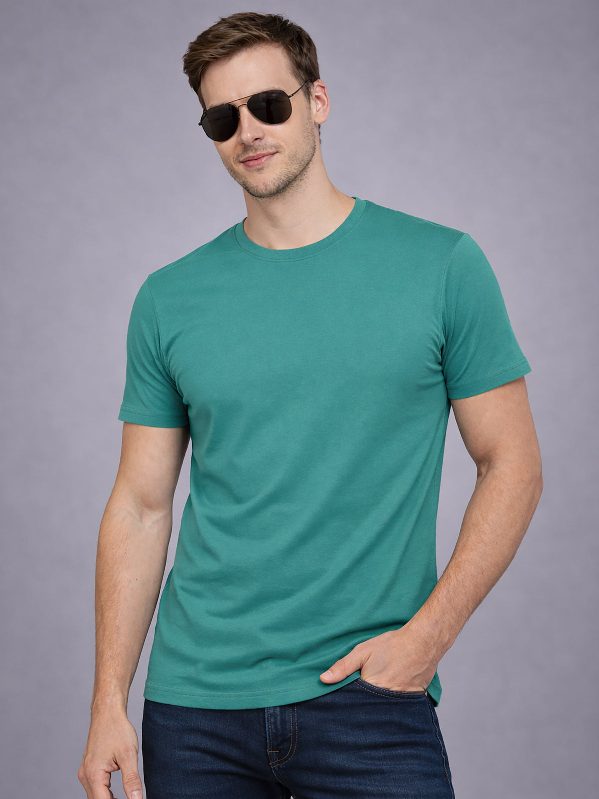 Men's Polycotton Regular Fit Solid Round Neck Half Sleeve T-Shirt