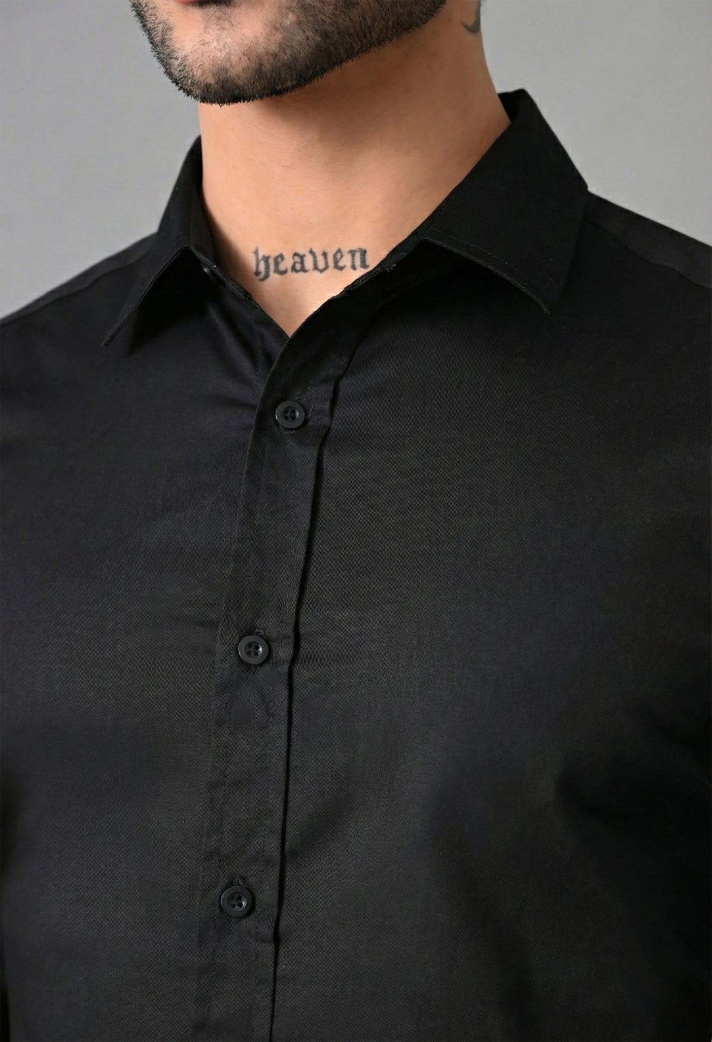 Black Solid Men's Cotton Poplin Regular Fit Full Sleeve Formal Shirts
