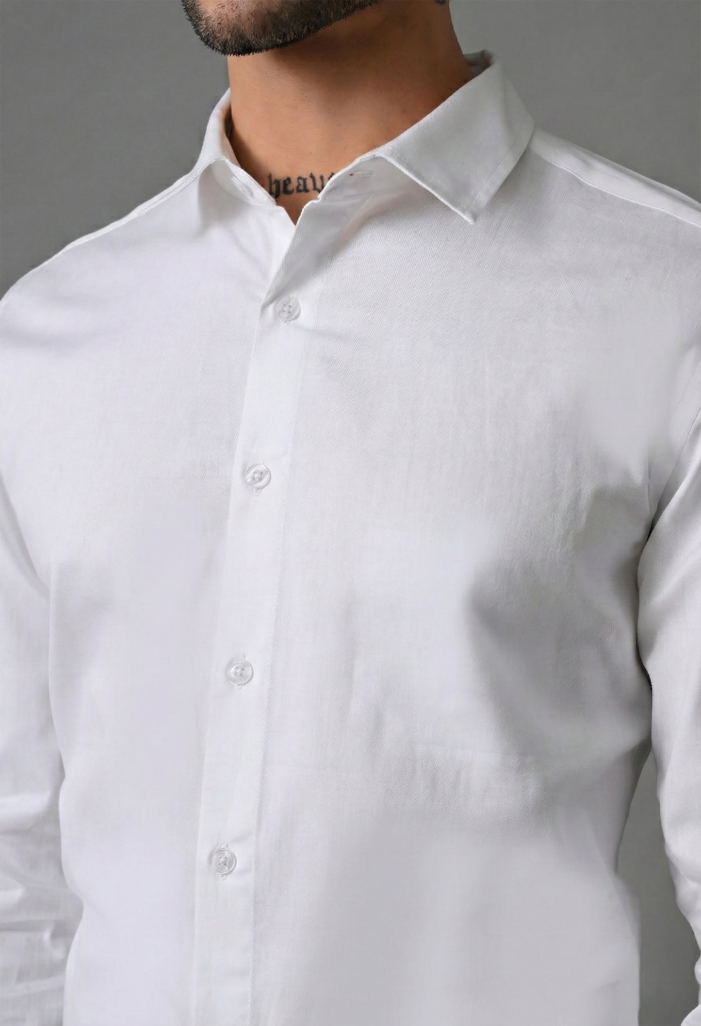 White Solid Men's Cotton Poplin Regular Fit Full Sleeve Formal Shirts
